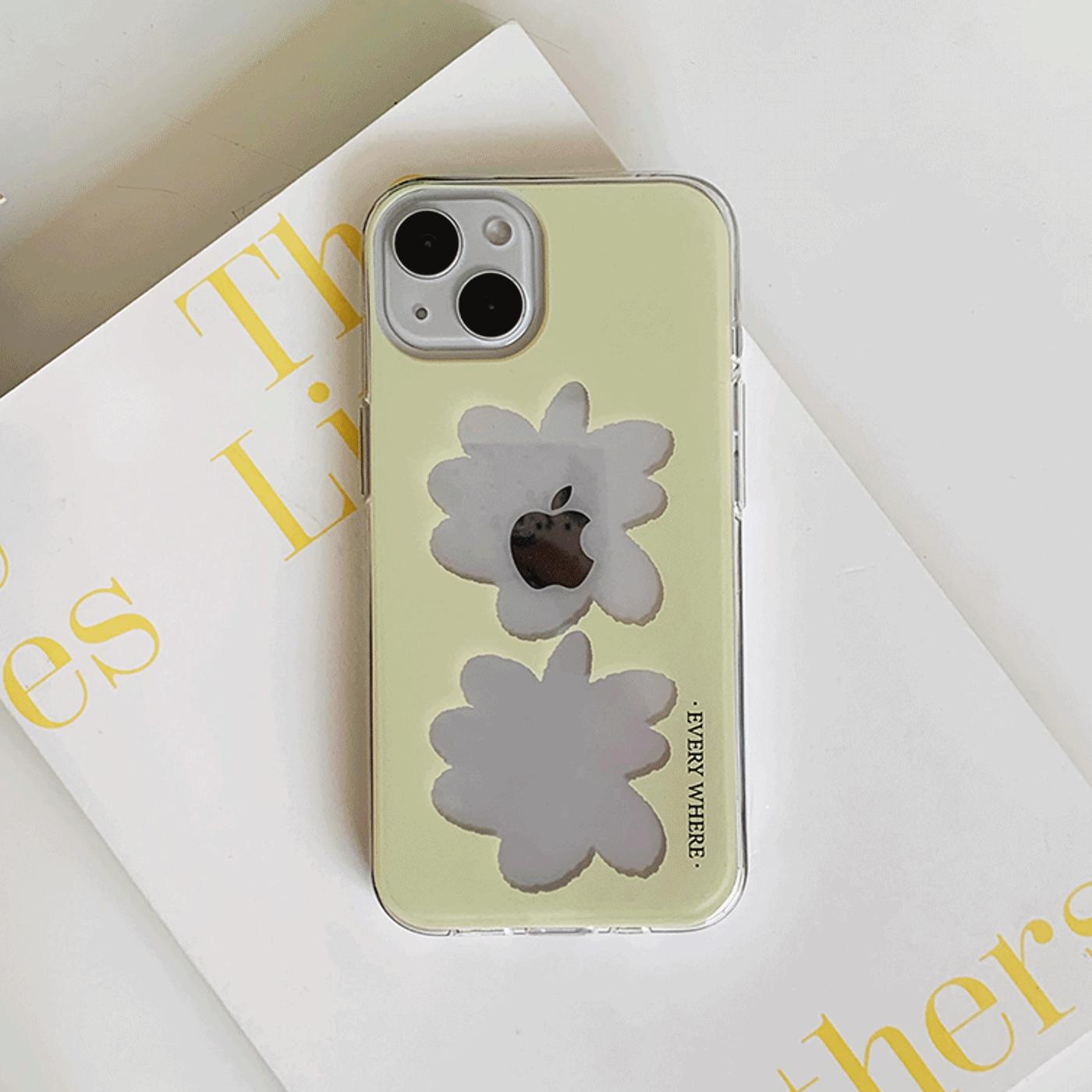 |Mademoment| 퓨어플라워 프레임 디자인 Clear Phone Case (2 Types)