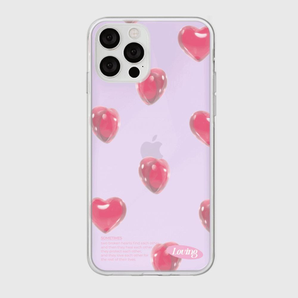 |THENINEMALL| Clear Heart Pattern Mirror Phone Case