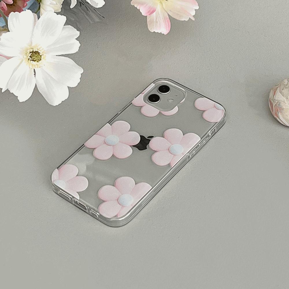 |Mademoment| 벌룬플라워 패턴 디자인 Clear Phone Case (2 Types)