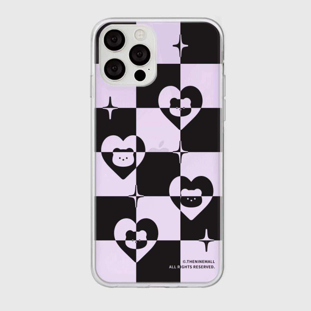 |THENINEMALL| Heart Gummy Checkerboard Mirror Phone Case
