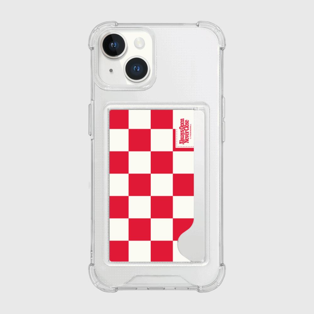 |THENINEMALL| Basic Checkerboard Label Clear Phone Case (1 type)