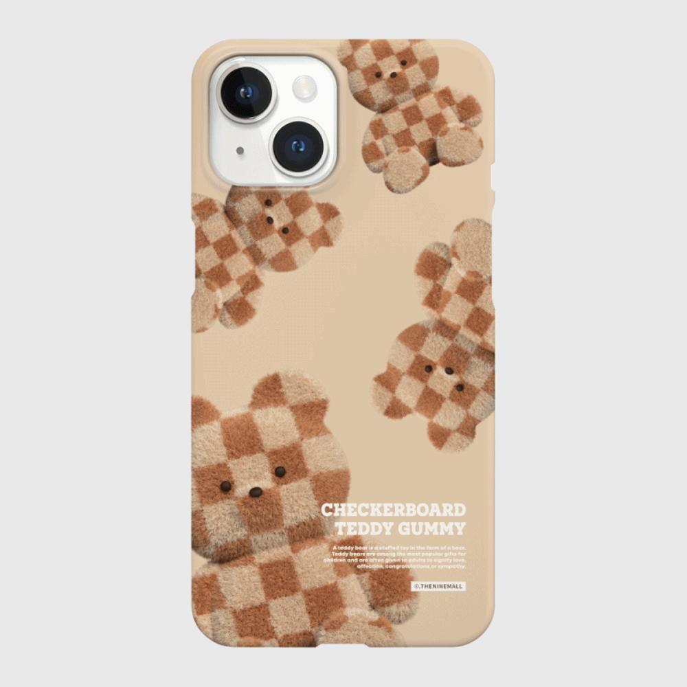 |THENINEMALL| Pattern Checkerboard Teddy Hard Phone Case (2 types)