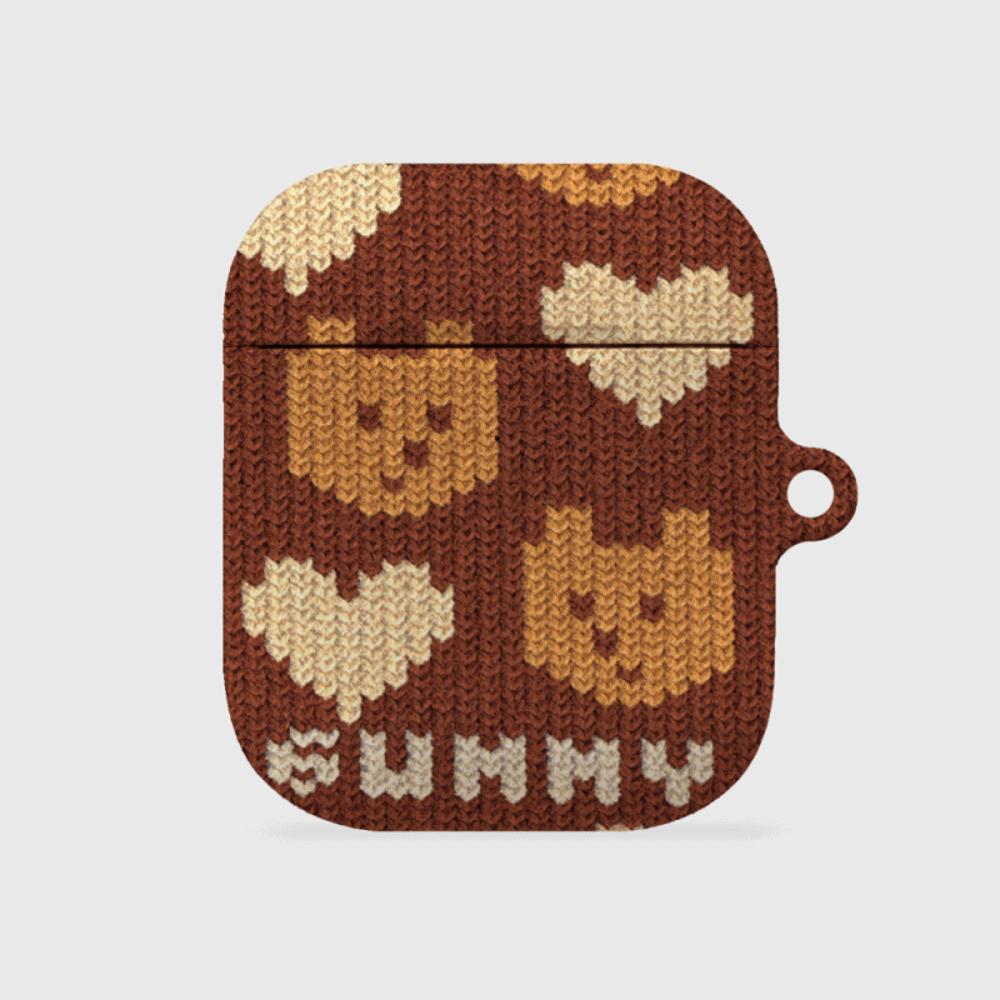 |THENINEMALL| Brown Knit Gummy AirPods Hard Case