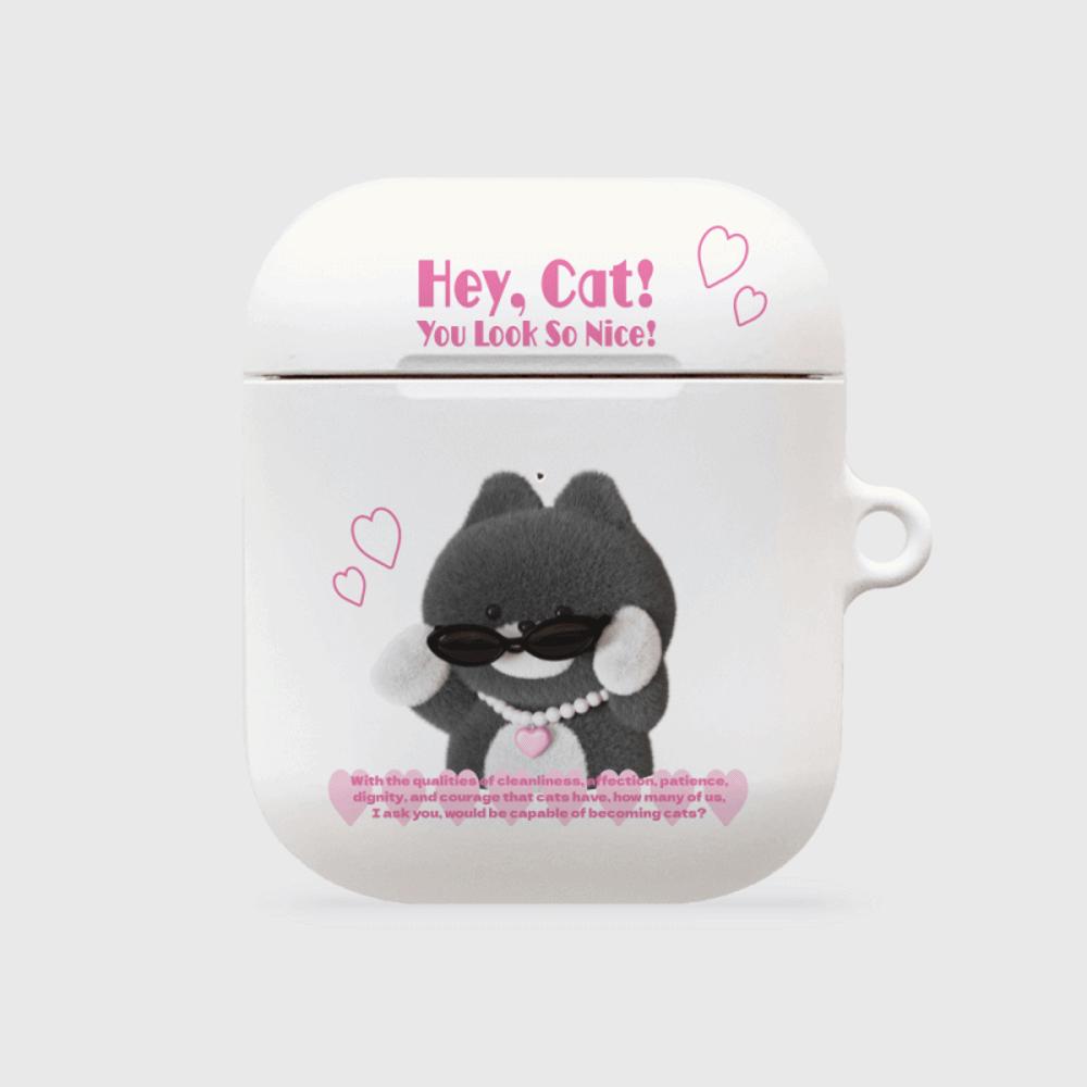 |THENINEMALL| Heart Pendant Hey Cat AirPods Hard Case
