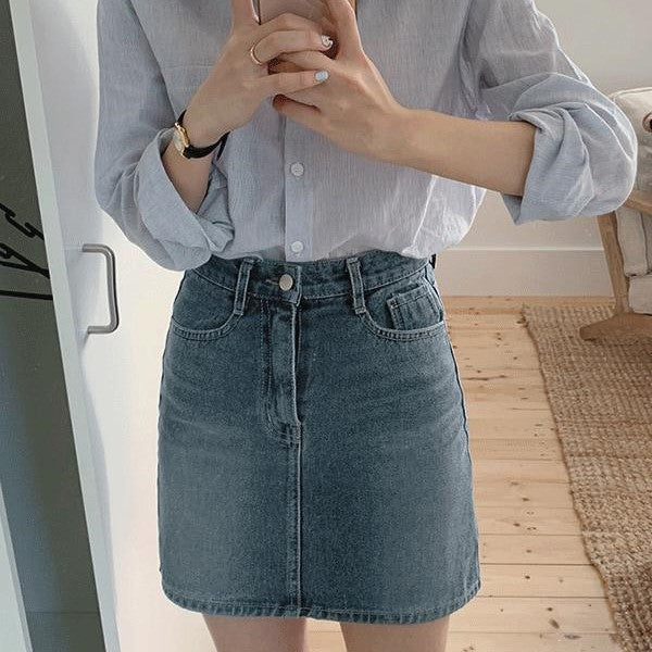 |SLOWAND| #SLOWMADE. Tone-down All-season Denim Skirt (2 Colors)