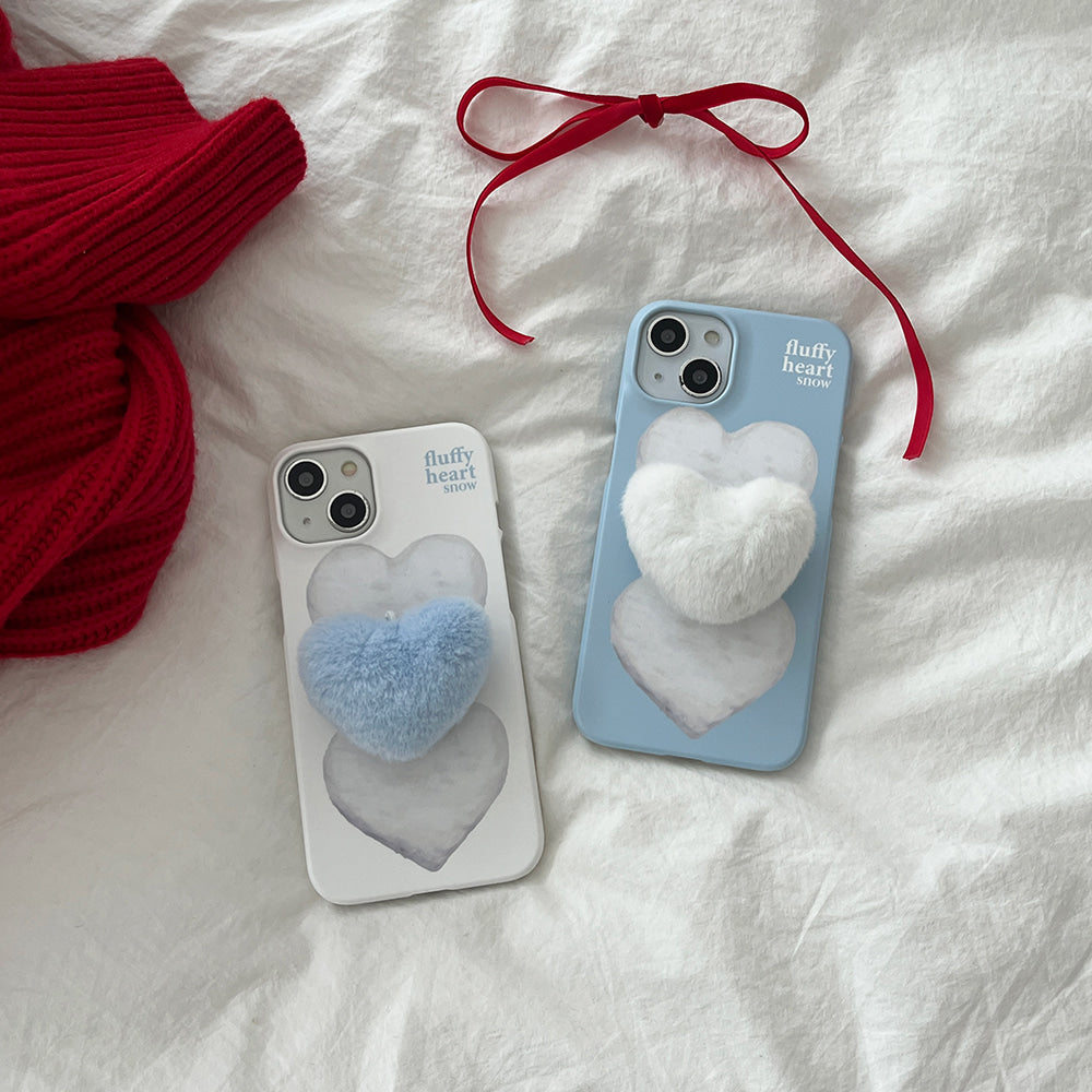 |Mademoment| Fluffy Heart Snow Design Phone Case