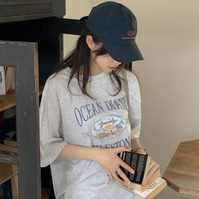 |98°C| Ocean's Printing Loose Fit Short Sleeve T (2 Colors)