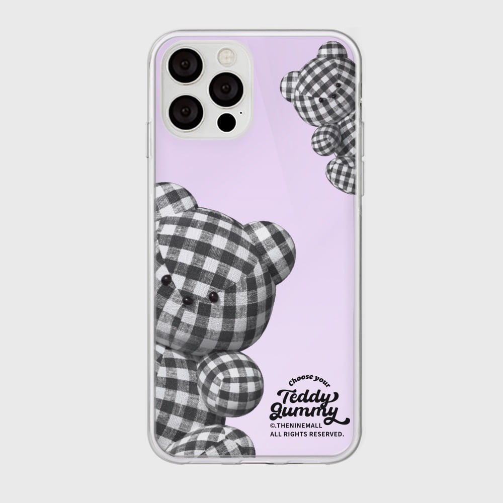 |THENINEMALL| Check Gingham Gummy Mirror Phone Case