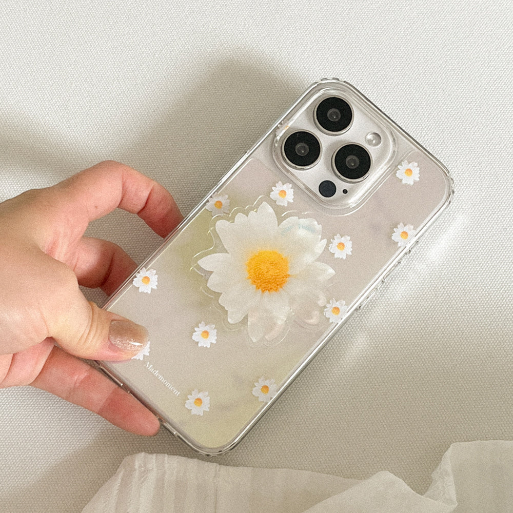 |Mademoment| Pure Daisy Pattern Design Glossy Mirror Phone