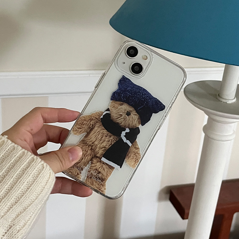 |Mademoment| Winter Fluffy Teddy Design Clear Phone Case (3 Types)