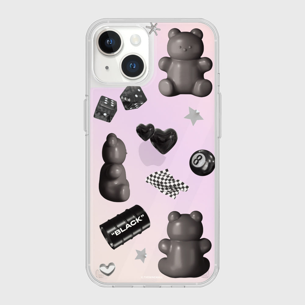 |THENINEMALL| Black Objet Sticker Mirror Phone Case