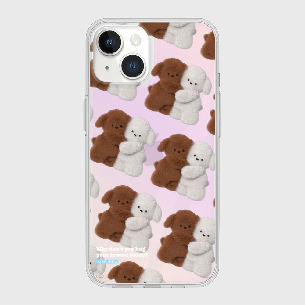|THENINEMALL| Pattern Hug Puppy Mirror Phone Case