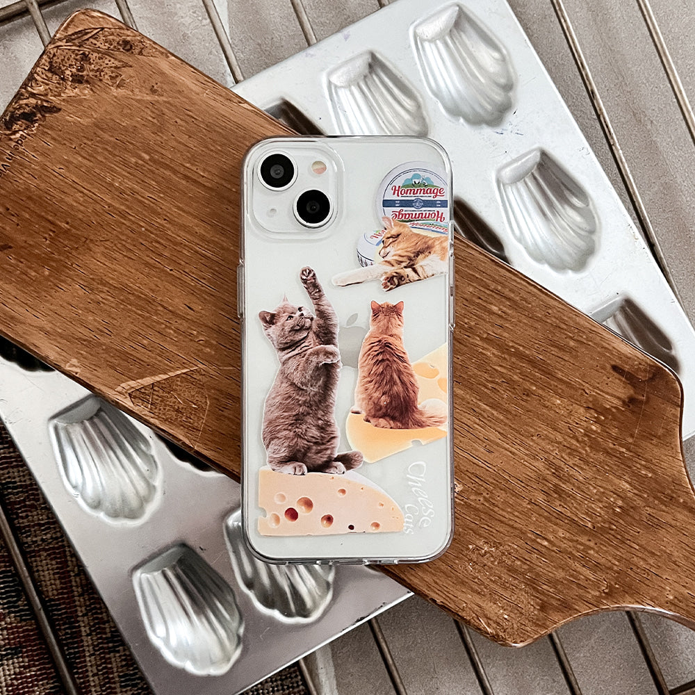 |Mademoment| Cheese Cat Design Clear Phone Case (3 Types)