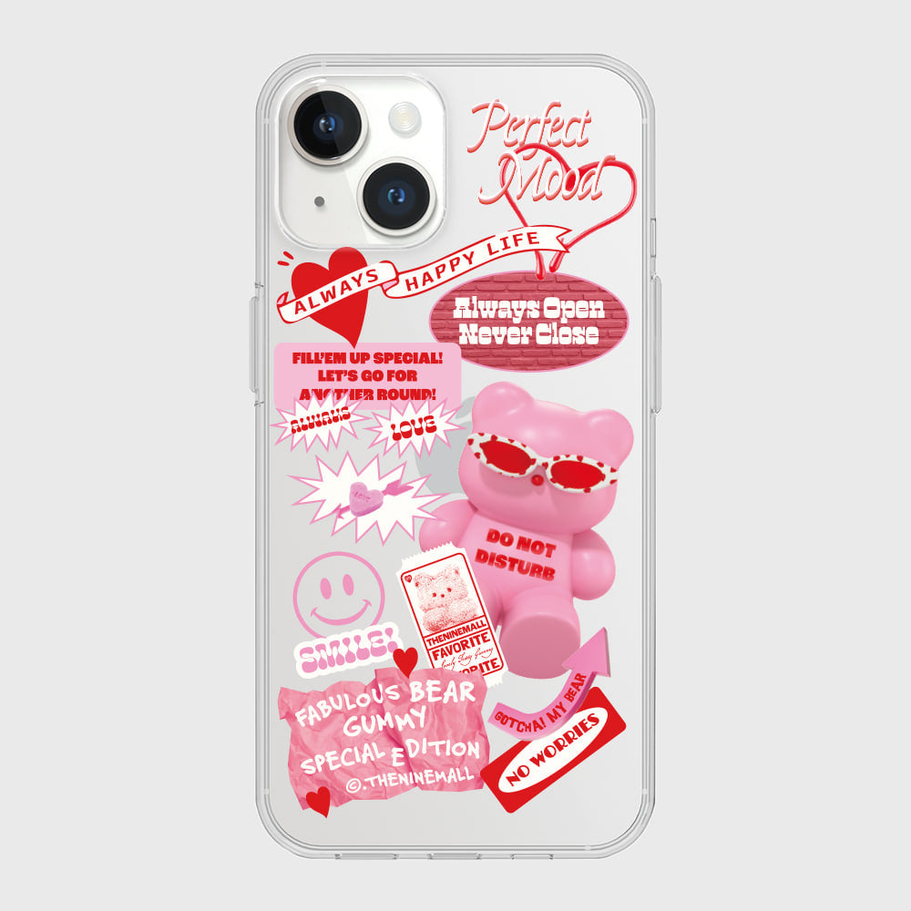 |THENINEMALL| Pink Gummy Sitcker Clear Phone Case (3 types)