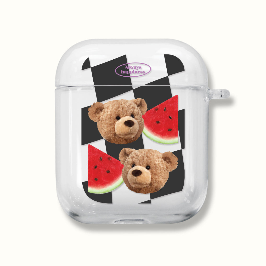 |MOMO CASE| 481 Check테드 (블랙) Clear Airpods Case
