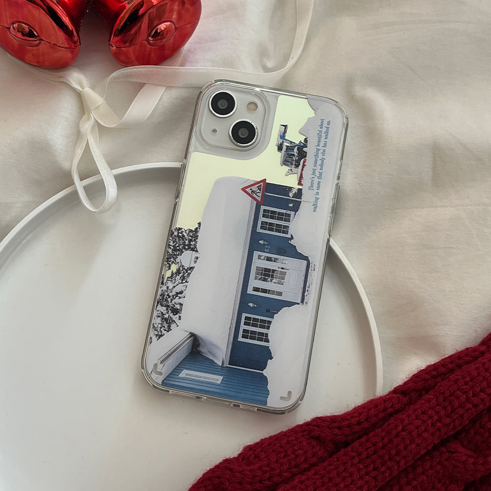 |Mademoment| Beautiful Snow Pile Design Glossy Mirror Phone