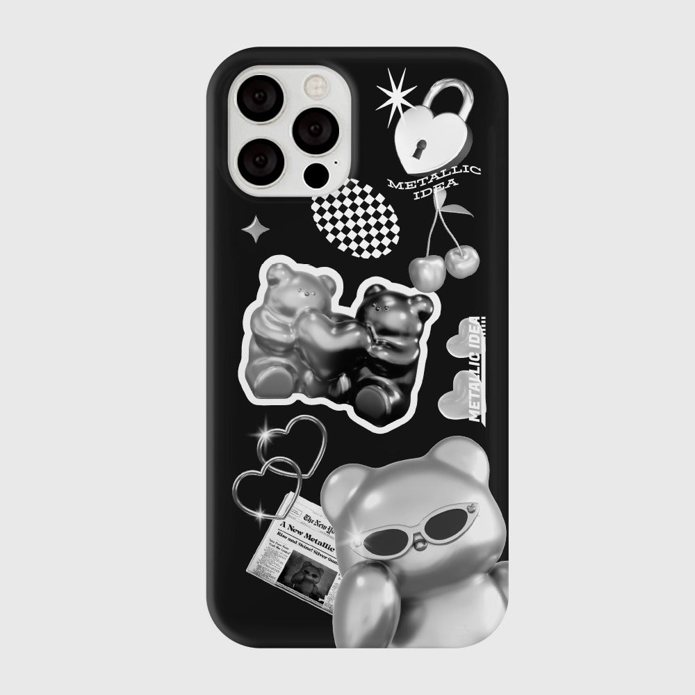|THENINEMALL| 스티커 실버 구미 Hard Phone Case (3 types)
