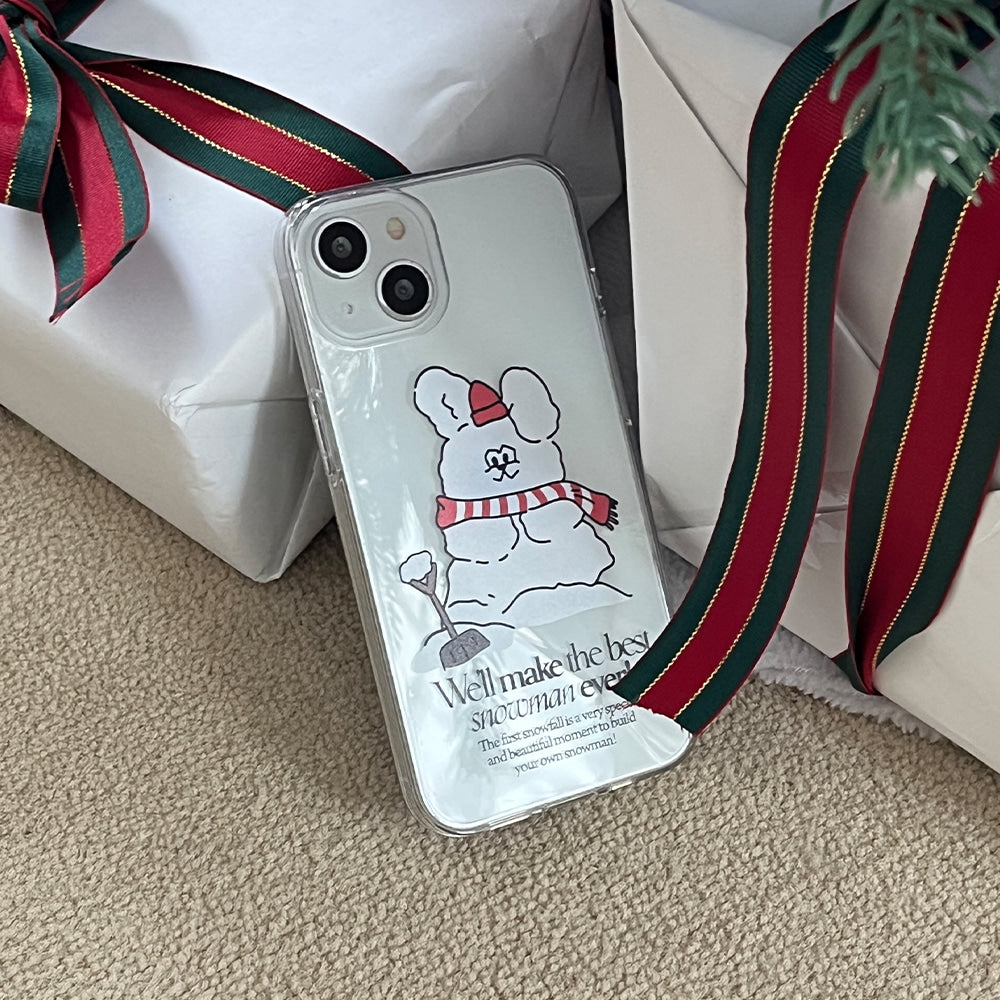 |Mademoment| Build Snowman Butty Design Clear Phone Case (3 Types)