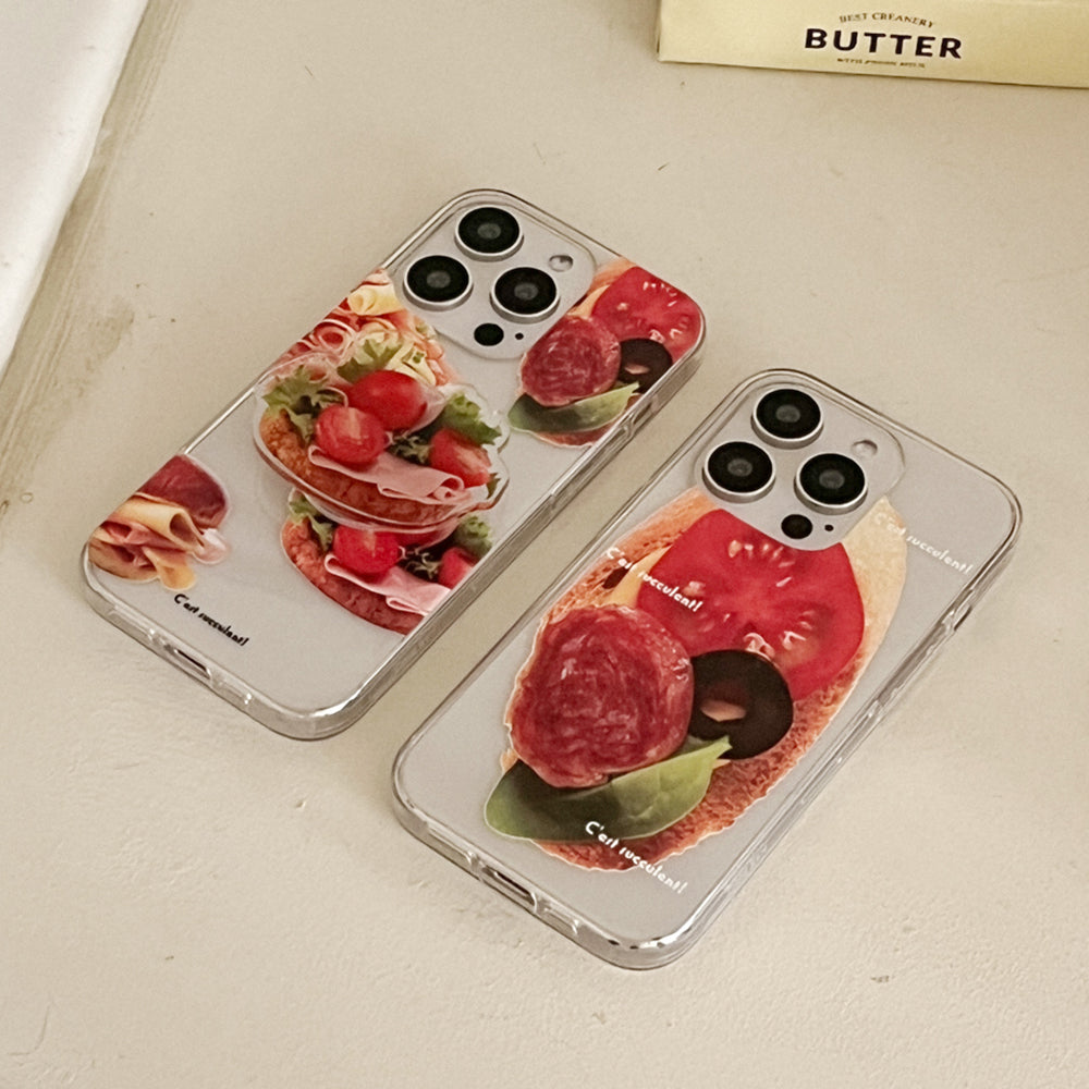|Mademoment| Fresh Sandwich Design Clear Phone Case (3 Types)