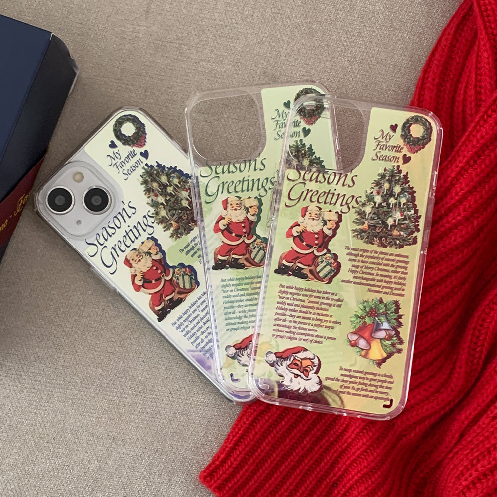 |Mademoment| Vintage Seasons Greetings Design Glossy Mirror Phone