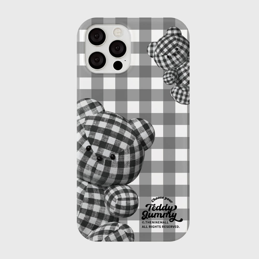 |THENINEMALL| Check Gingham Gummy Hard Phone Case (2 types)