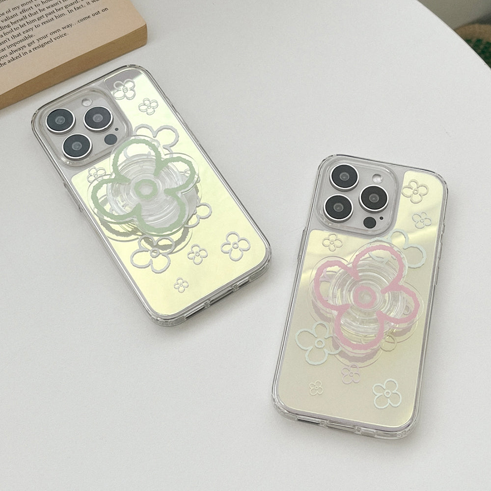 |Mademoment| Flower Doodle Pattern Design Glossy Mirror Phone