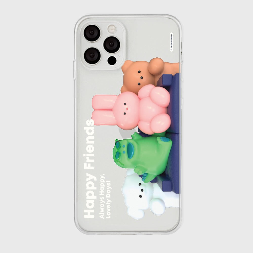 |THENINEMALL| 해피 프렌즈 Clear Phone Case (3 types)