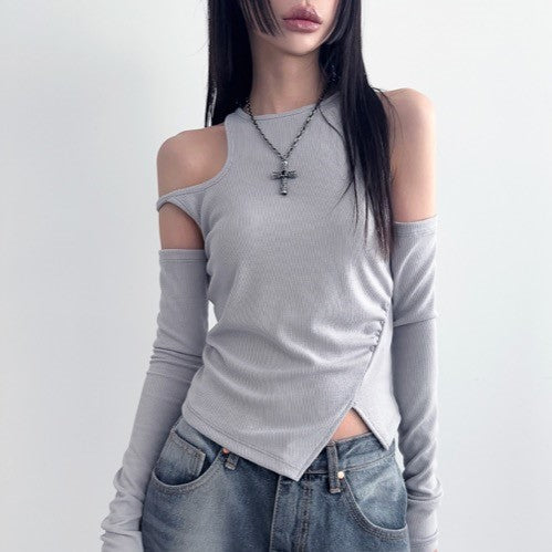 |LOWEAR| Cut Out Off Slit Tee