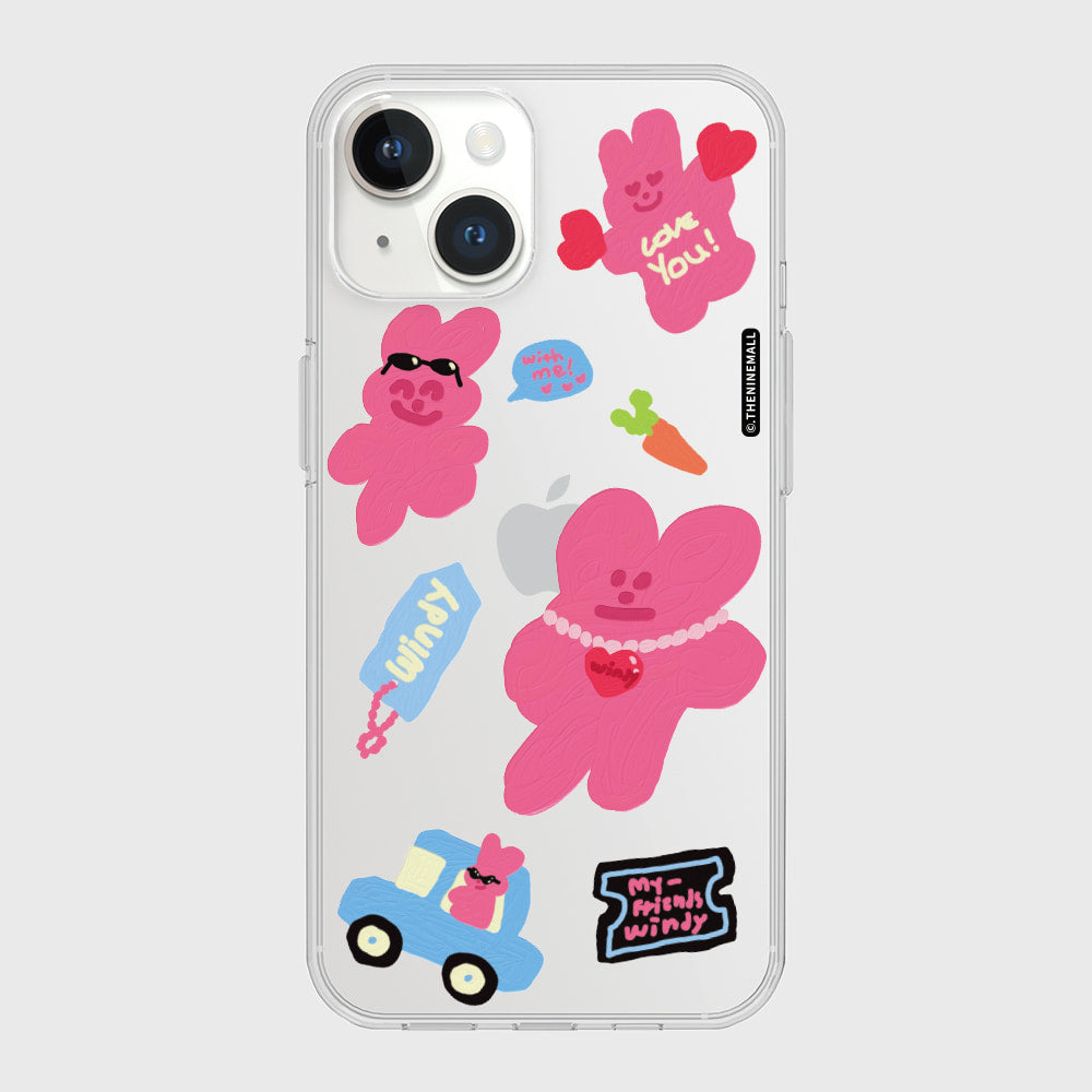 |THENINEMALL| Windy Painting Sticker Clear Phone Case (3 types)