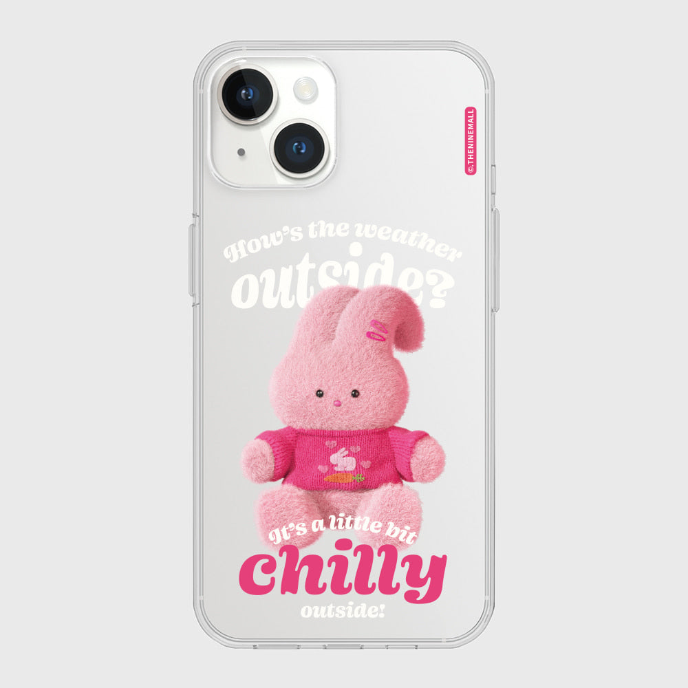 |THENINEMALL| Pink Knit Windy Clear Phone Case (3 types)