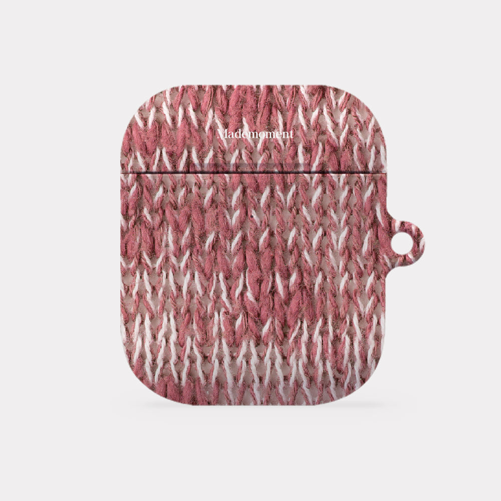 |Mademoment| Hairy Pink Knit Design AirPods Case