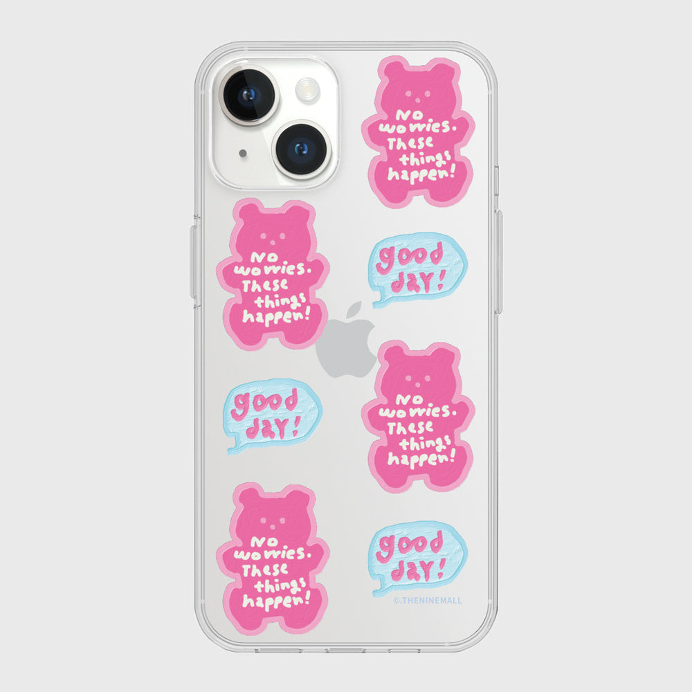 |THENINEMALL| Pattern Good Day Bear Clear Phone Case (3 types)