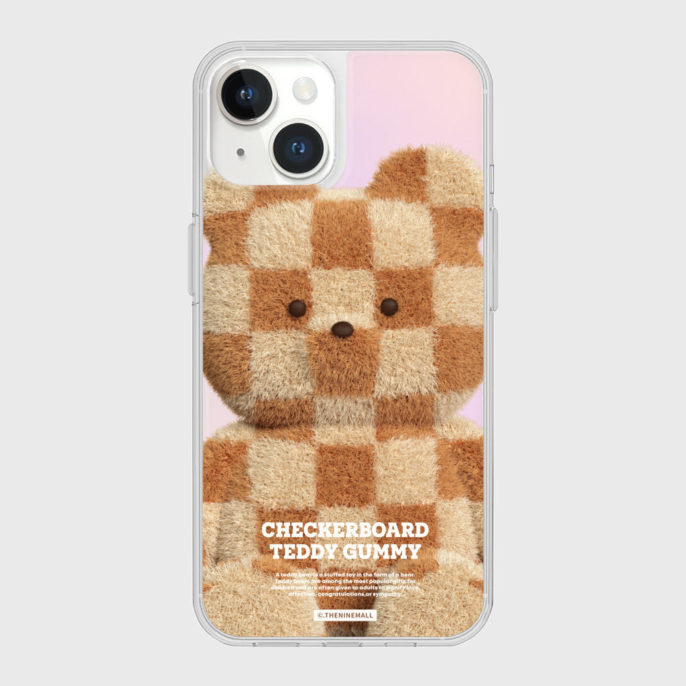 |THENINEMALL| Big Checkerboard Teddy Mirror Phone Case