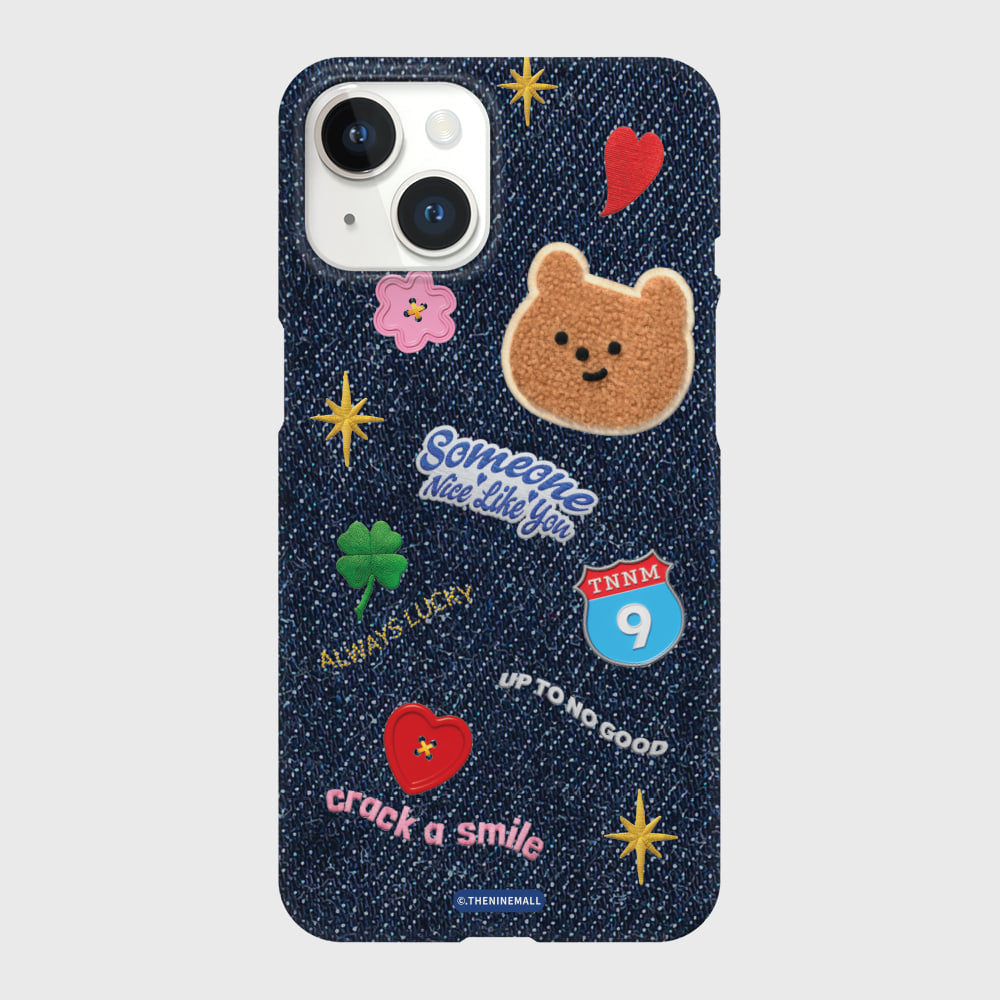 |THENINEMALL| Pattern Denim Patch Hard Phone Case (2 types)