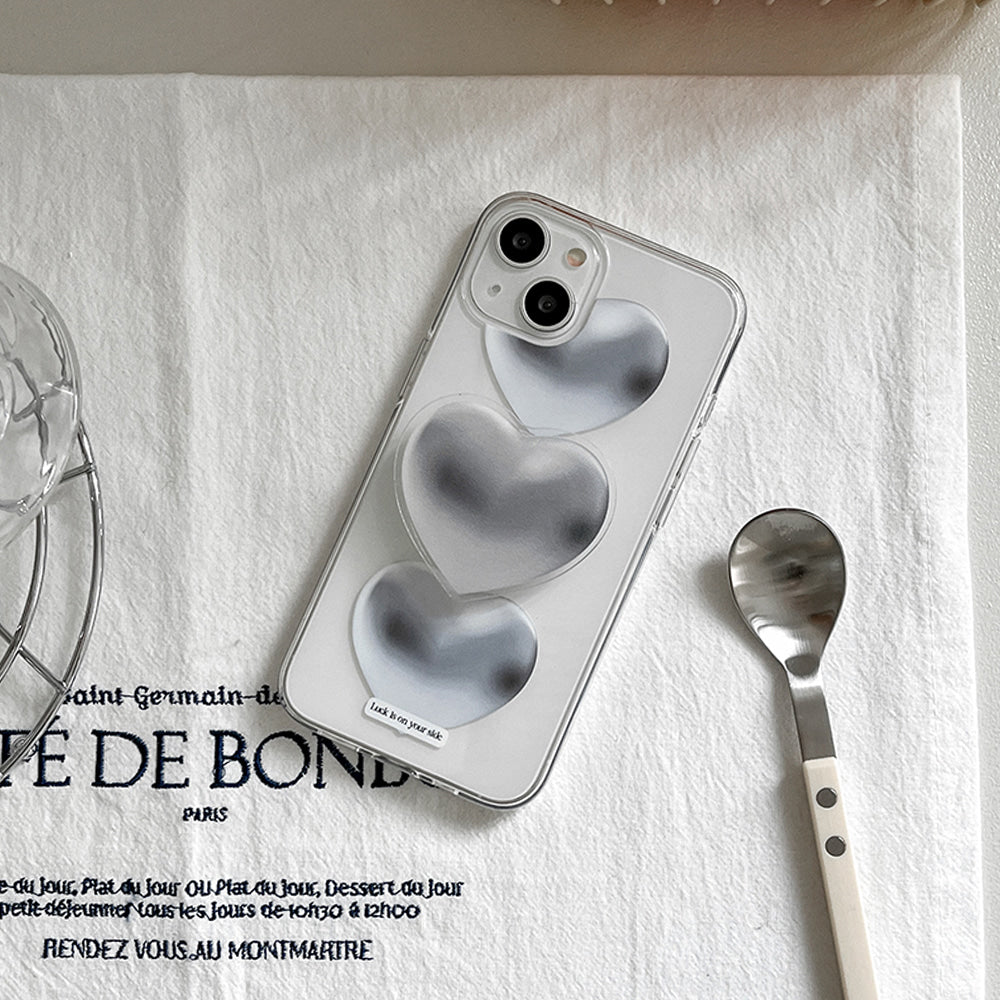 |Mademoment| Lucky Heart Design Clear Phone Case (3 Types)