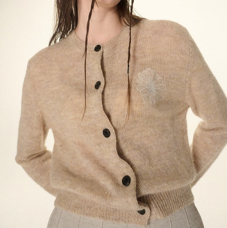 |MARDI MERCREDI| MOHAIR CARDIGAN ROUND NECK (2 colours)