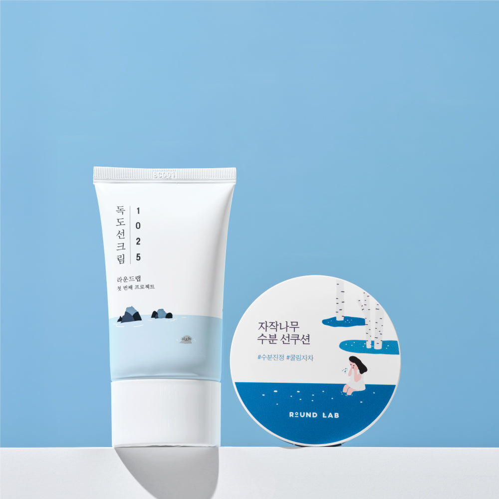 |Round Lab 1025 Dokdo| Sun Cream 50ml X Birch Moisture Sun Cushion 15g (SPF 50+ PA++++)