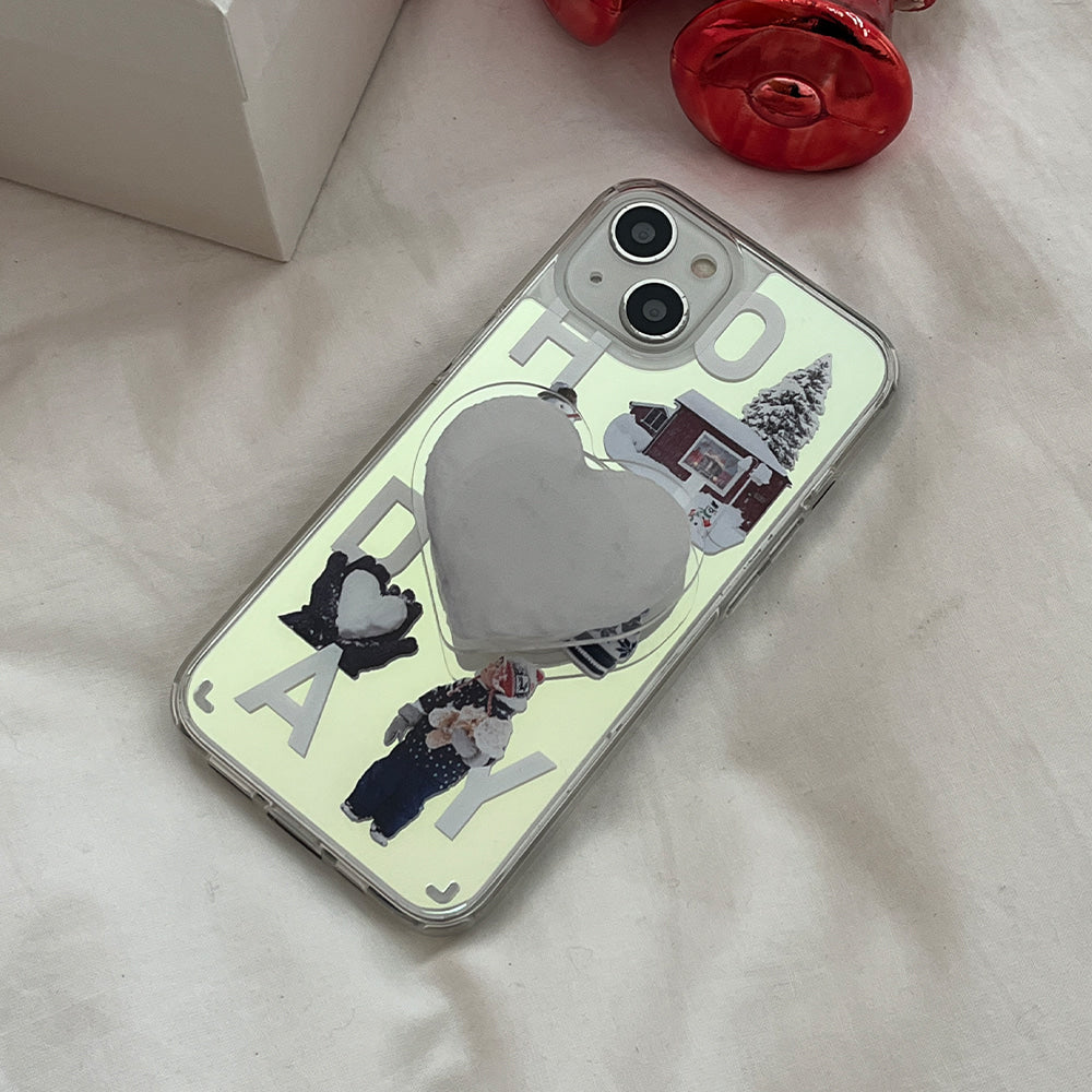 |Mademoment| Snowing Play Design Glossy Mirror Phone