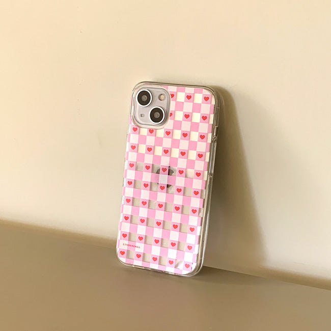 |THENINEMALL| Mini Heart Checkboard Clear Phone Case (3 types)