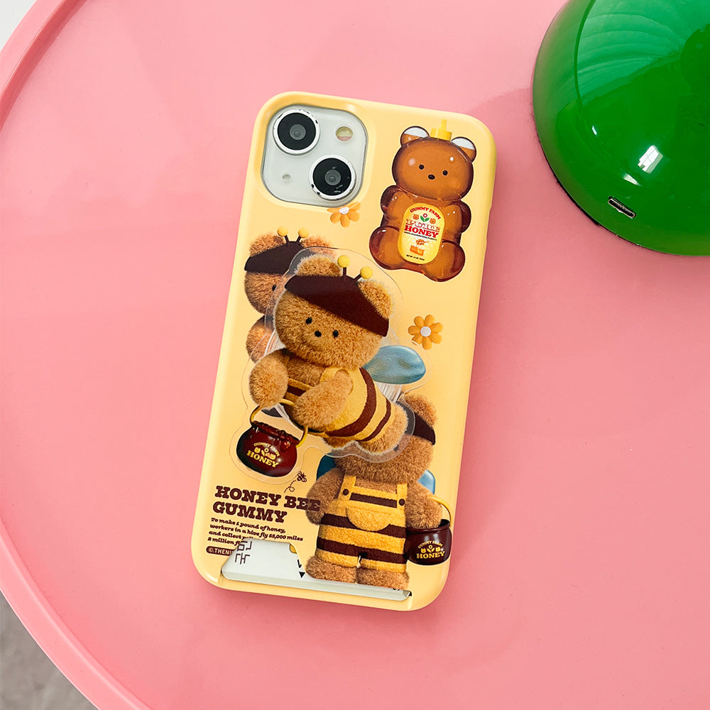 |THENINEMALL| Pattern Honey Bee Gummy Hard Phone Case (2 types)