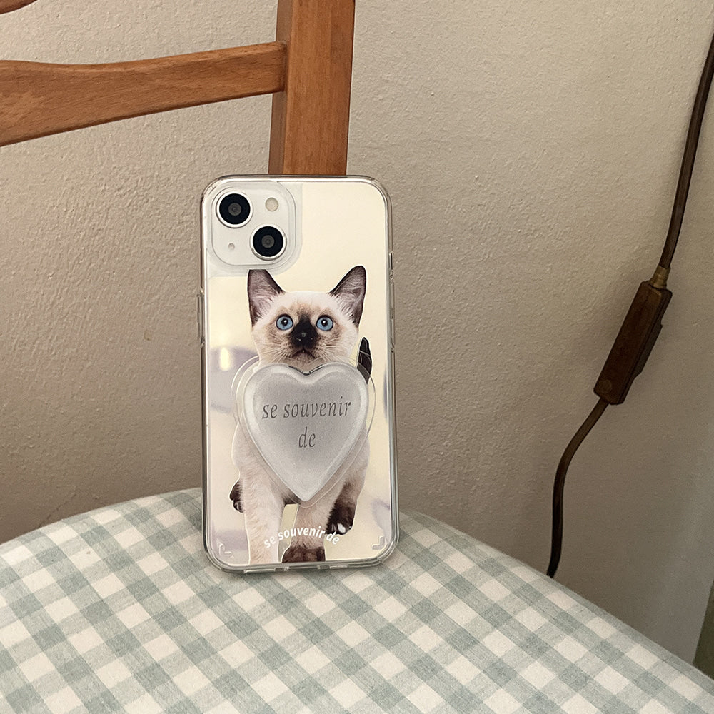 |Mademoment| Kitten Souvenir Pendant Design Glossy Mirror Phone Case