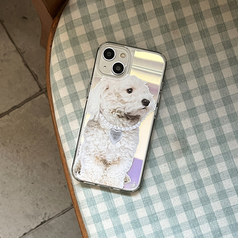 |Mademoment| Puppy Souvenir Pendant Design Glossy Mirror Phone Case