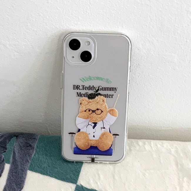 |THENINEMALL| Doctor Teddy Gummy Clear Phone Case (3 types)