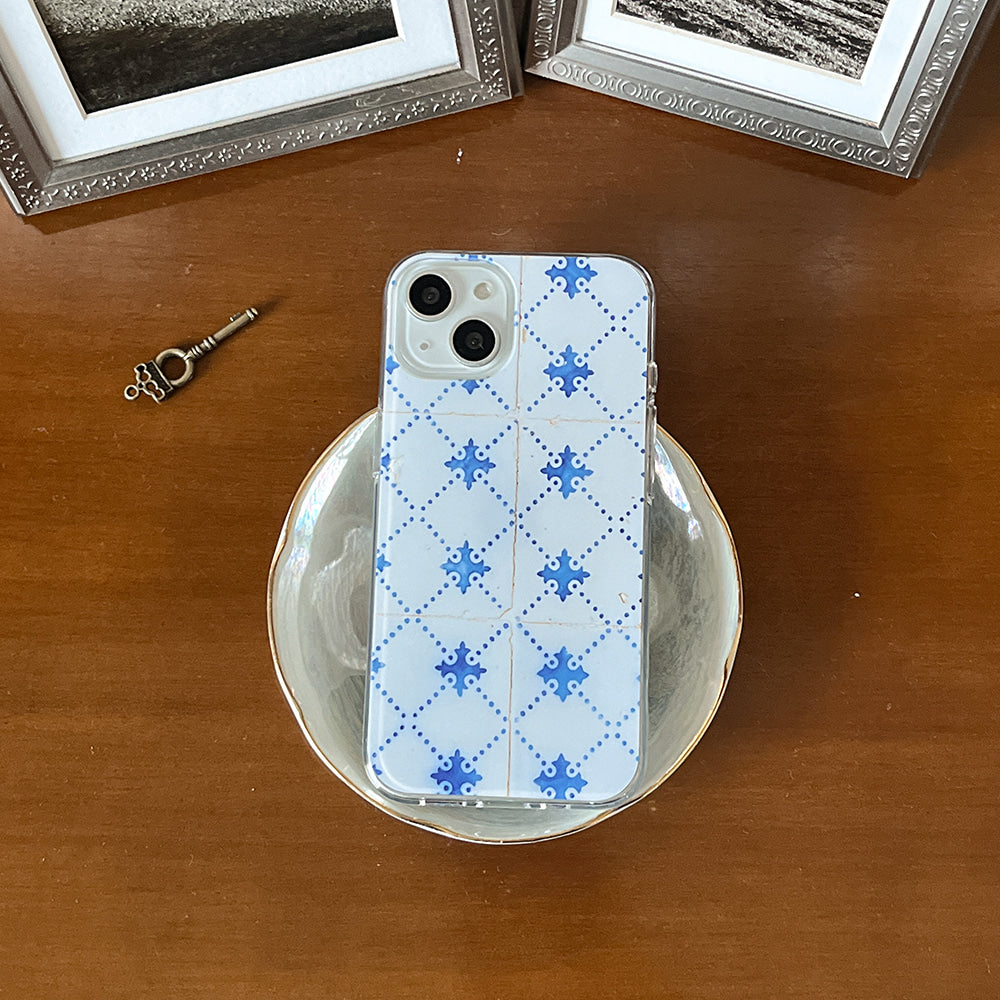 |Mademoment| Old White Tile Design Clear Phone Case (3 Types)