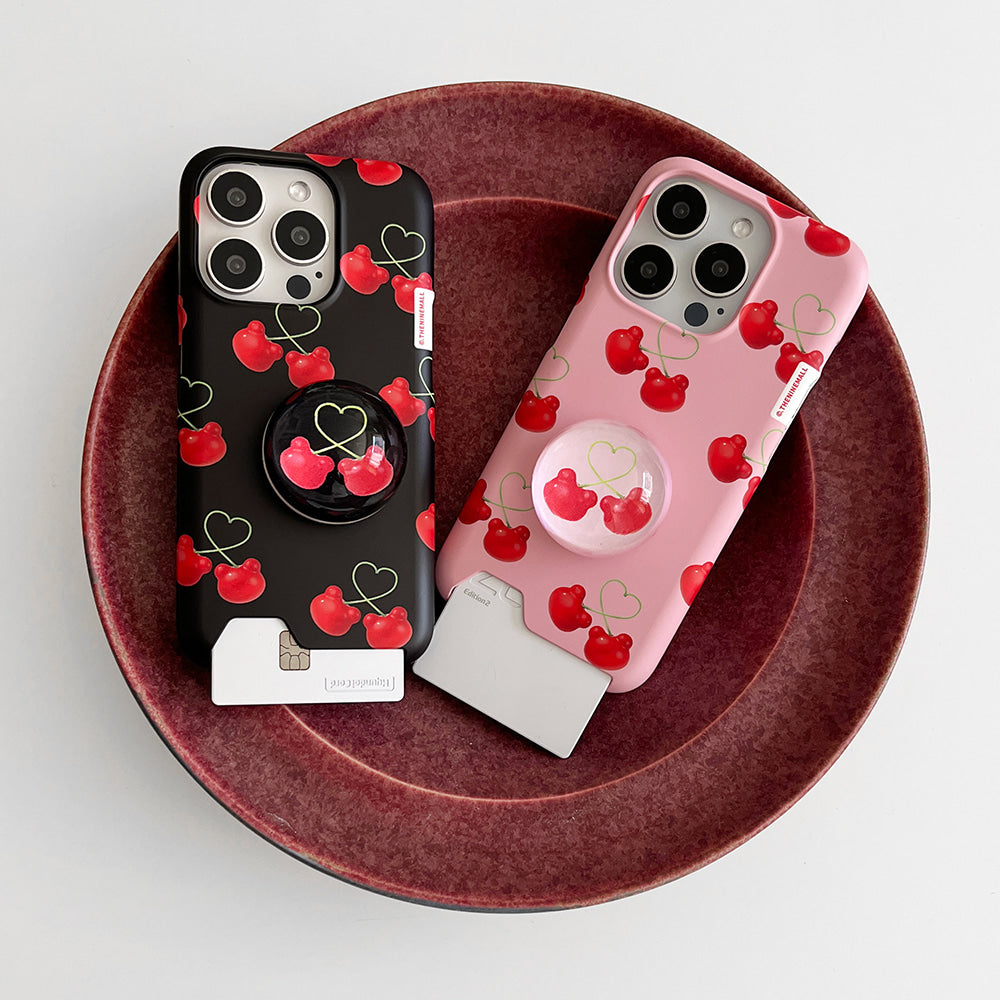 |THENINEMALL| Cherry Face Gummy Hard Phone Case (2 types)