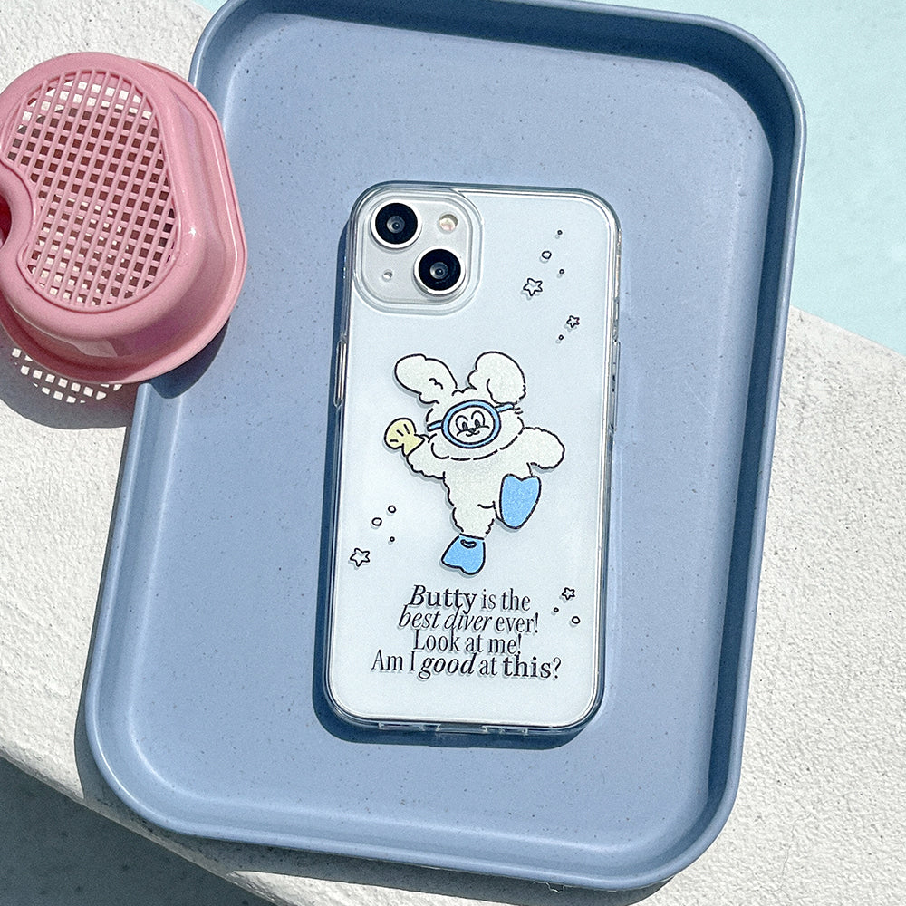 |Mademoment| Best Diver Butty Design Clear Phone Case (3 Types)