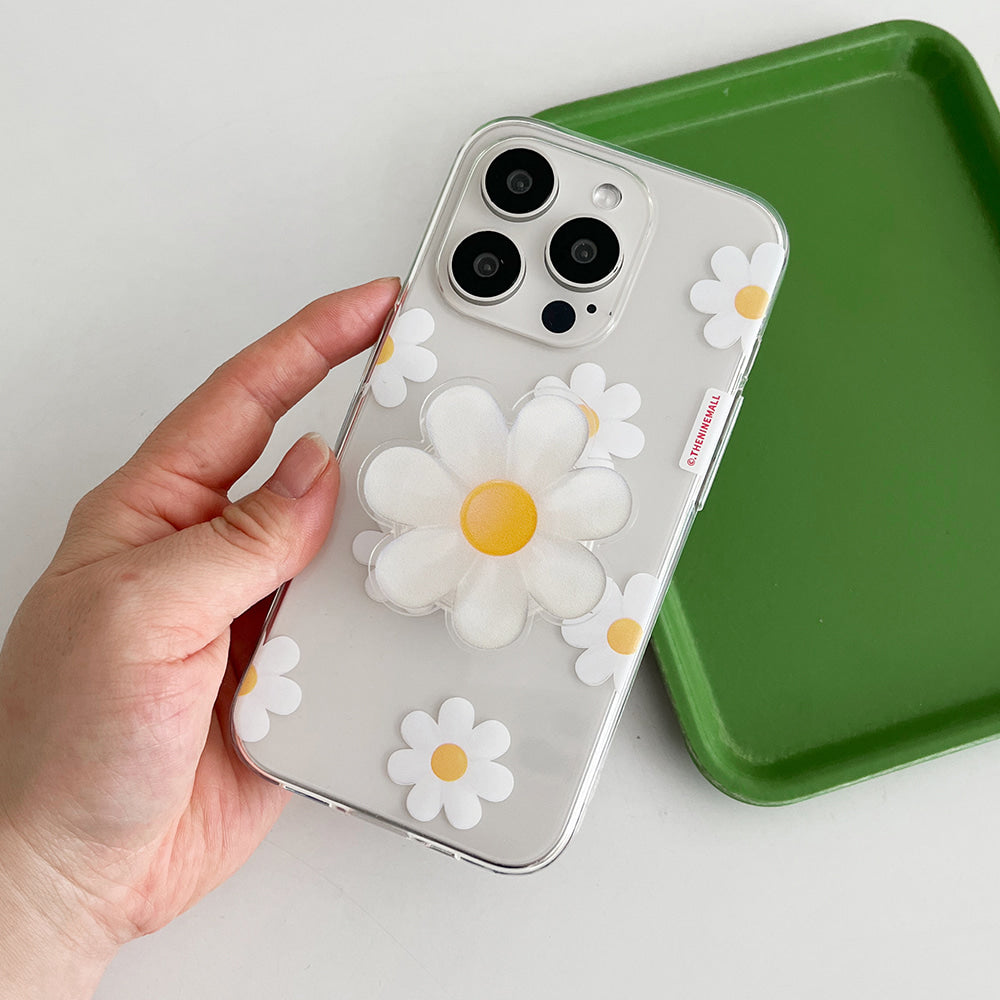|THENINEMALL| Marguerite Flower Pattern Clear Phone Case (3 types)