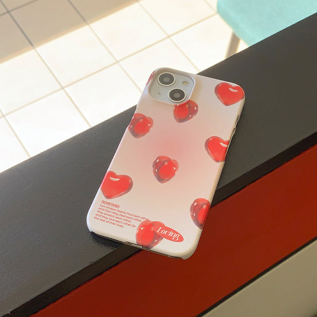 |THENINEMALL| Clear Heart Pattern Hard Phone Case (2 types)