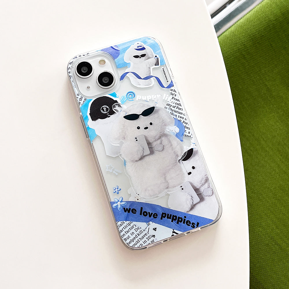 |THENINEMALL| Puppy Collage Clear Phone Case (3 types)