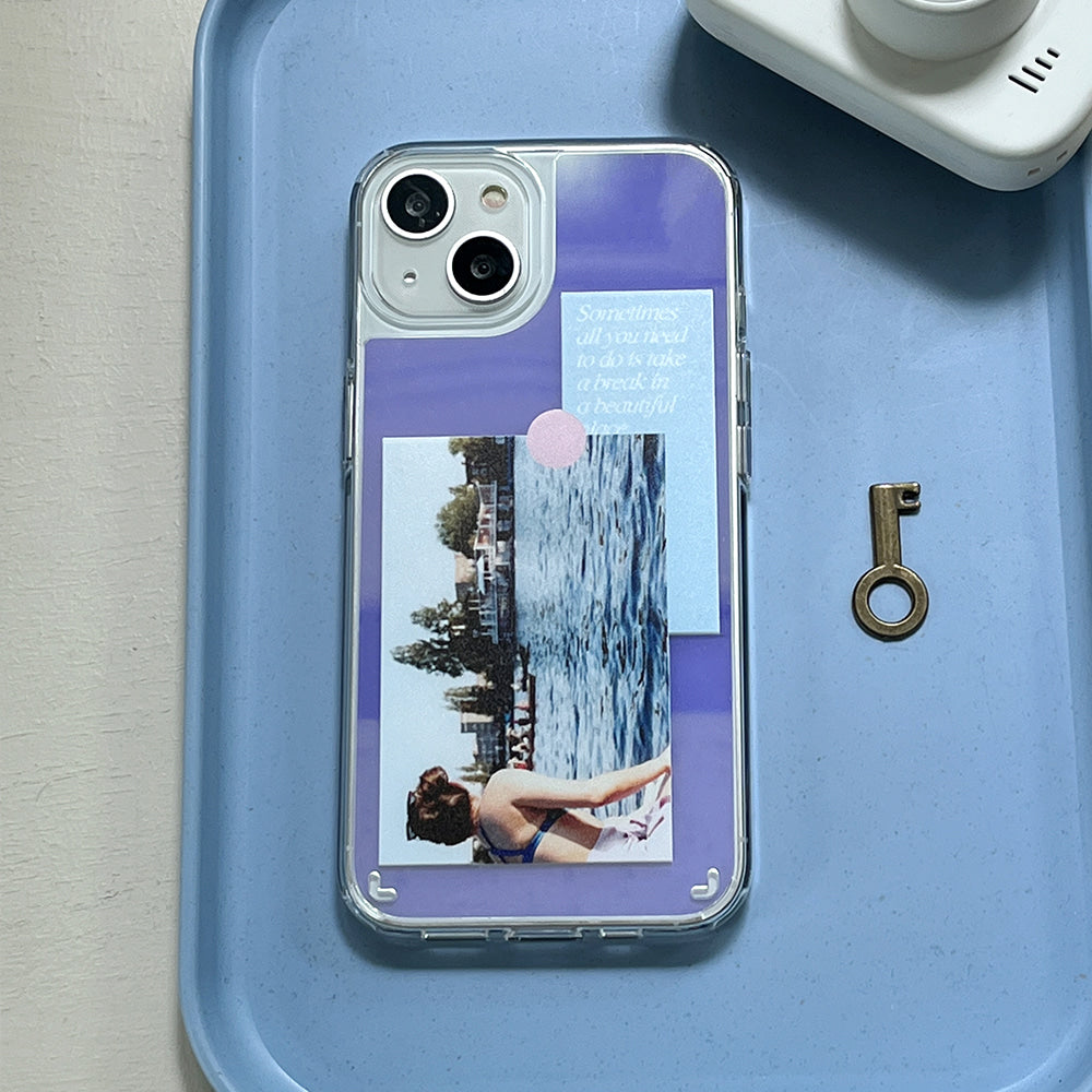 |Mademoment| Break Time Sticker Design Glossy Mirror Phone Case